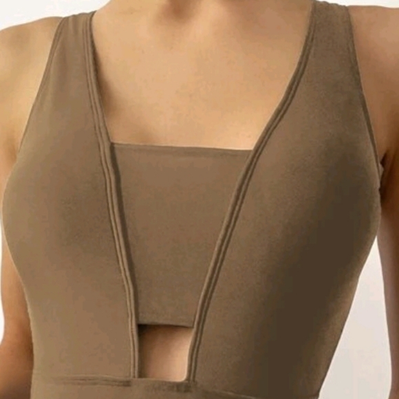 One Piece Tan Brown Cutout Small Swimsuit NWT - Picture 4 of 6